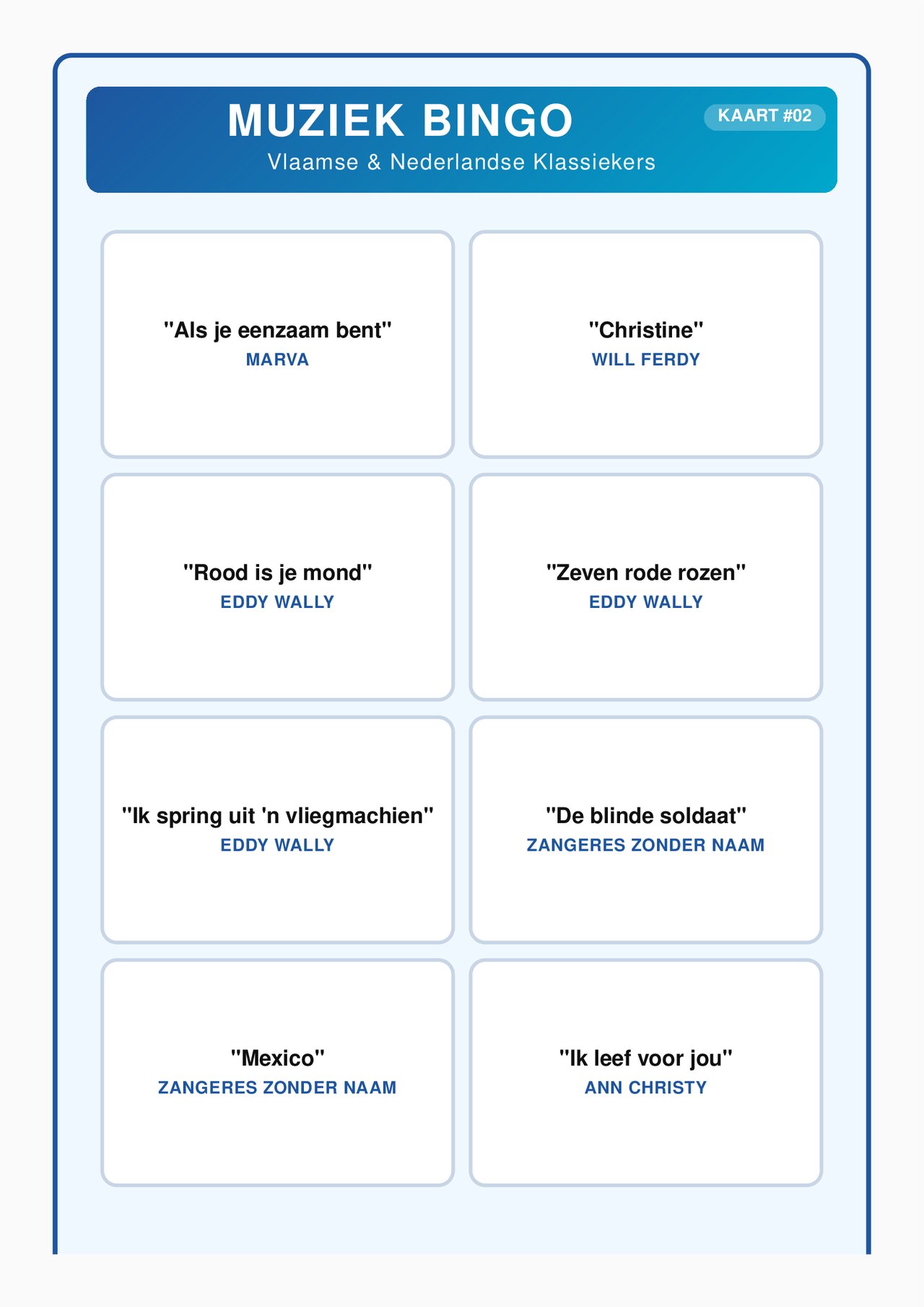 Preview van Muziek Bingo - Vlaamse & Nederlandse Klassiekers.pdf