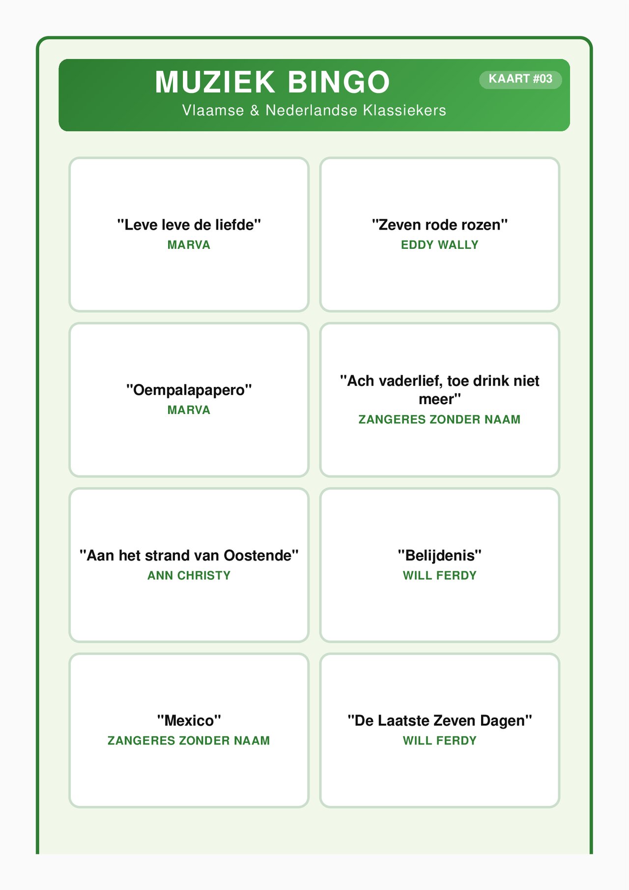 Preview van Muziek Bingo - Vlaamse & Nederlandse Klassiekers.pdf