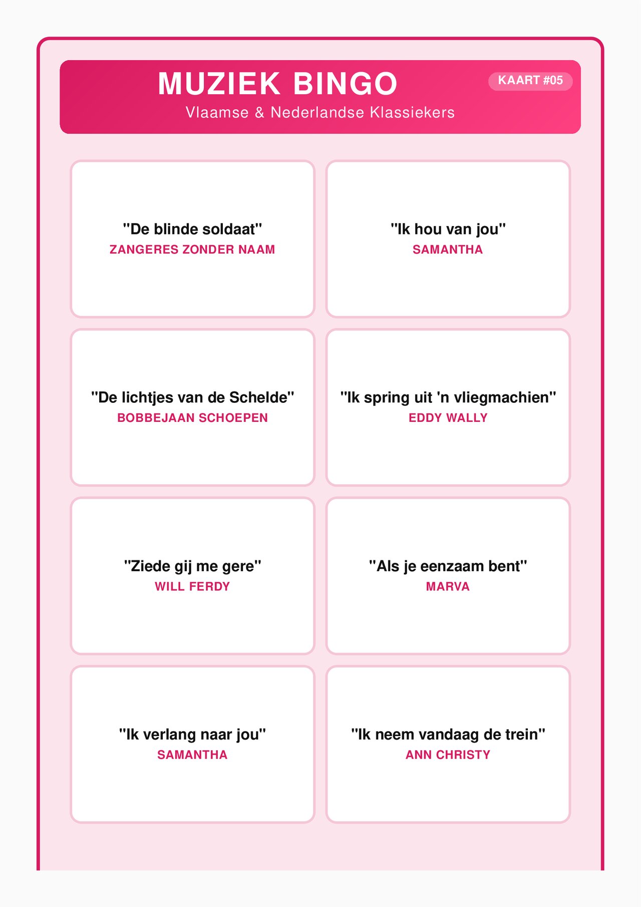 Preview van Muziek Bingo - Vlaamse & Nederlandse Klassiekers.pdf