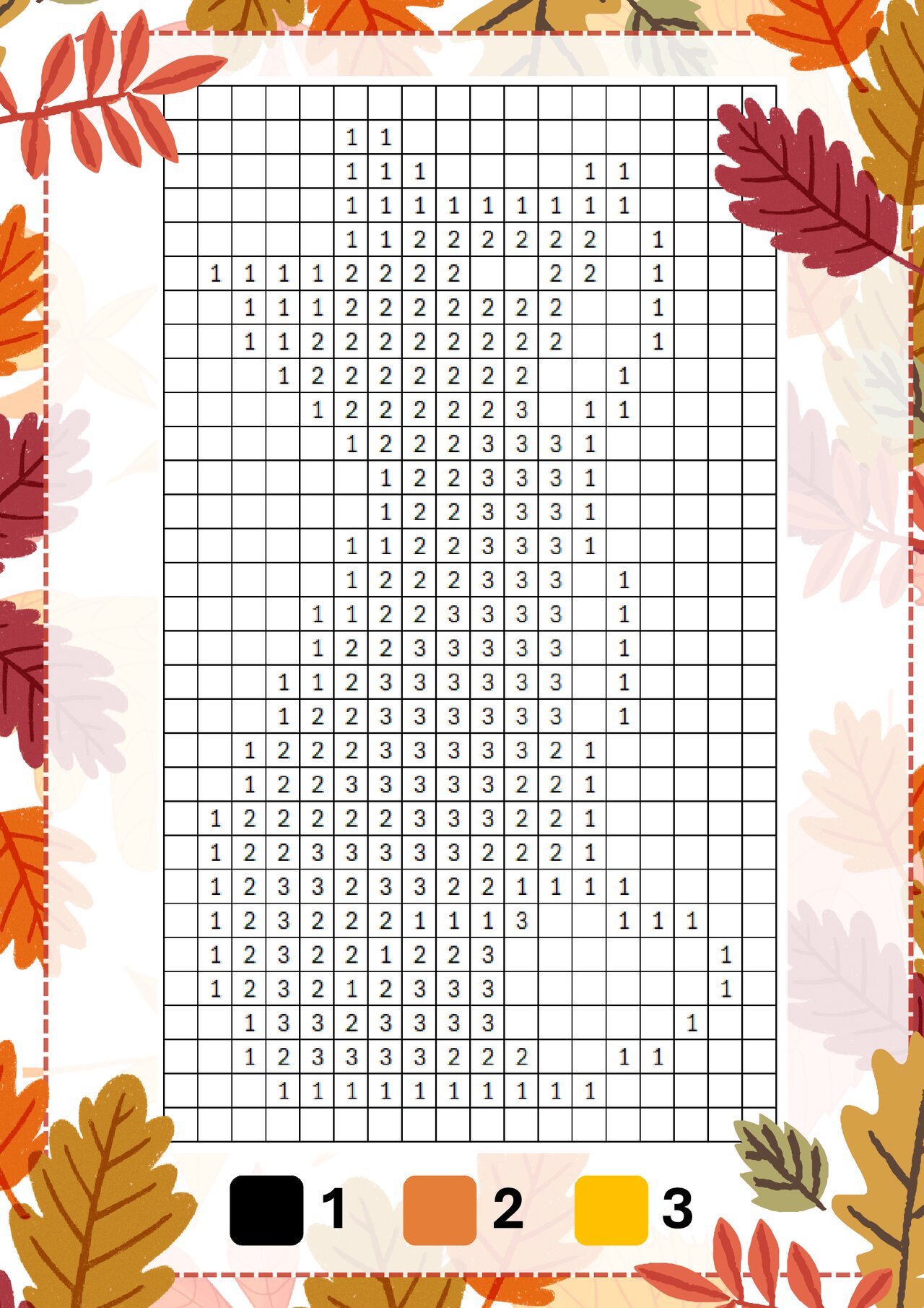 Preview van Kleuren op nummer (pixel art) - herfst.pdf