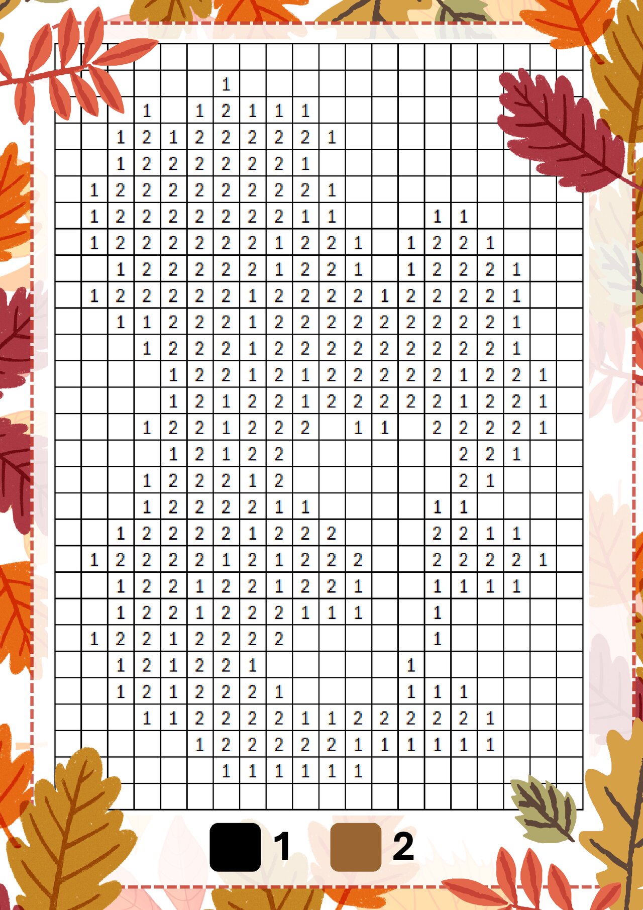 Preview van Kleuren op nummer (pixel art) - herfst.pdf
