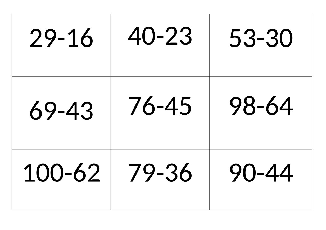Preview van rekenbingo-opdrachtkaartjes.docx
