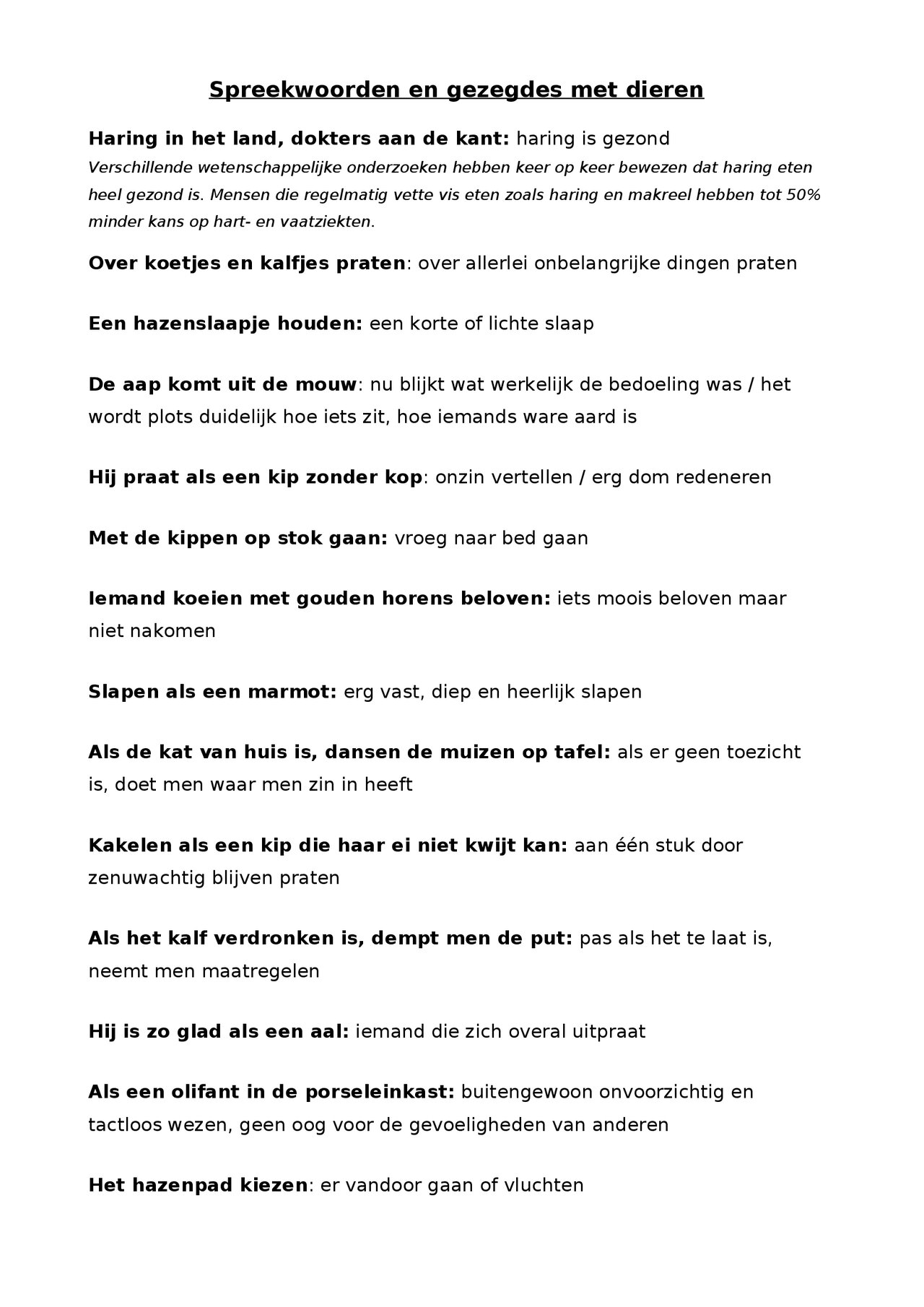 Preview van Spreekwoorden en gezegdes met dieren.docx